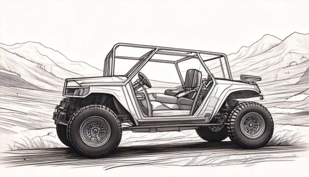 Jeep in the Desert Landscape.