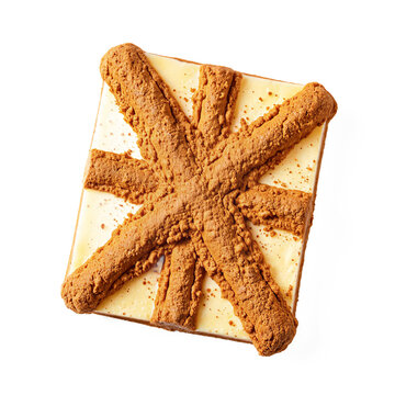 Natilla Colombian custard cinnamon square with decorative spice pattern isolated on a transparent background for food design