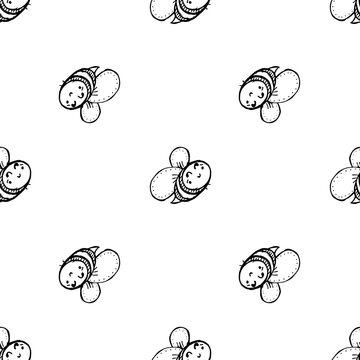 Seamless pattern of hand drawn popcorn on transparent background