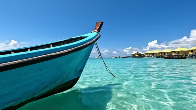 Boat at tropical resort.