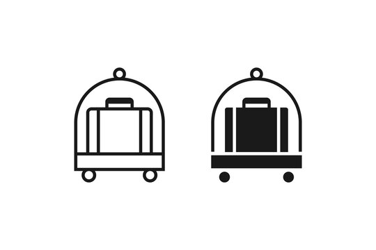 Hotel Luggage Trolley and Suitcase Service Symbols