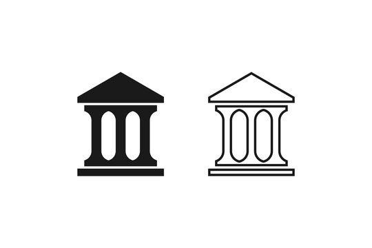 Government Building or Financial Bank Institution Icons