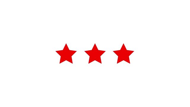 Three star rating icon motion graphics with glowing green stars on black background customer feedback review concept minimal digital design 4k visuals