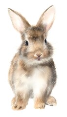 Obraz premium Gentle watercolor rabbit portrait evokes calm serenity soft fur textures detailed illustration