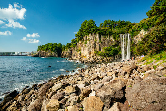 Jeongbang Waterfall in Seogwipo, Jeju, South Korea
