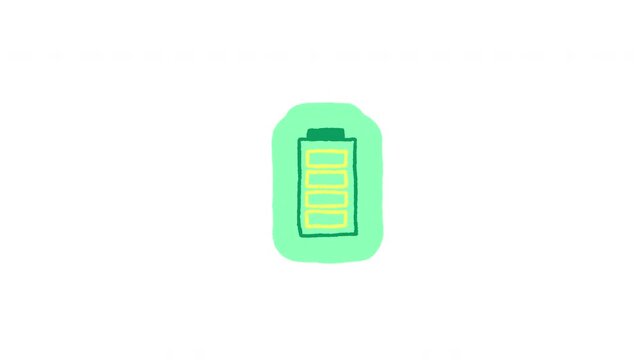 Social battery energy levels doodle stickers animation set. Stamina indicators from full to empty. Digital everyday planner. Hand drawn color icons in stop motion. Animated journal elements collection