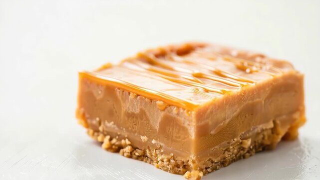 Sweet caramel fudge square on crumbly base