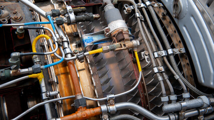 Exploring the complex details of an aircraft engine in action © aviavlad