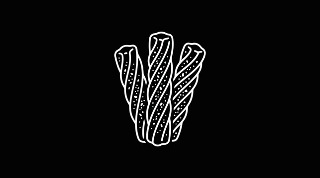 Illustration of Three Black and White Twizzlers