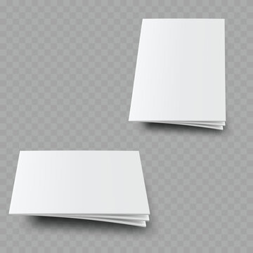 Realistic Floating Brochure Mockup Set. Vector Blank White Vertical and Horizontal Magazine Templates with Shadow.