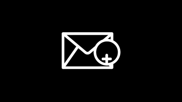 Email icon with a plus sign in a circle, representing adding new messages or contacts