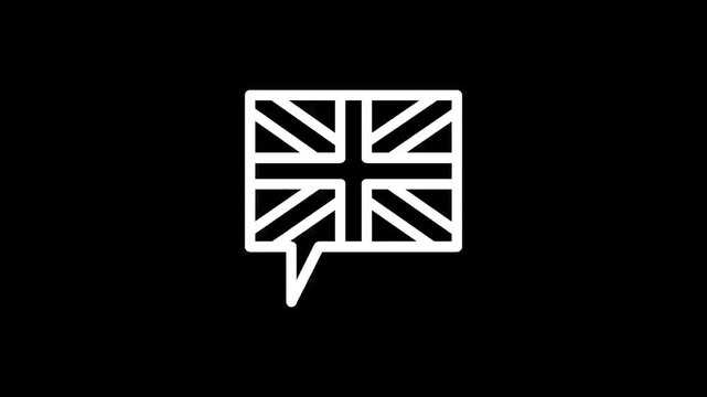 Hand-drawn speech bubble with Union Jack flag inside, representing British communication