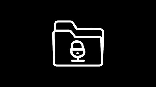 Folder icon with microphone symbol inside, representing audio files or voice recordings