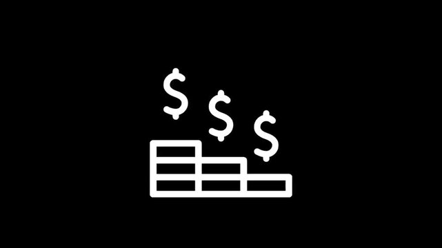 White line graph with dollar signs indicating financial decline on a black background
