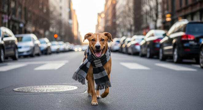 Dogs Joyful Run A Canine Adventure in the City Streets.