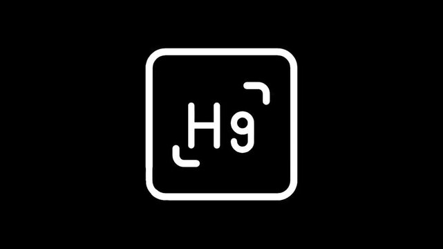 Periodic table element symbol for Mercury (Hg) with atomic number 80