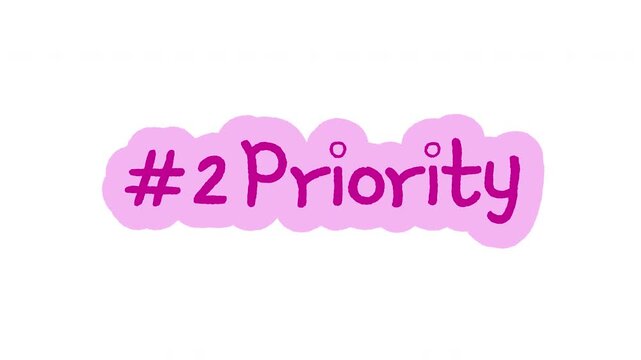Number two priority doodle sticker animation. Highlighting important task. Productivity. Digital everyday planner. Hand drawn color icon in stop motion. Animated journal element on transparent