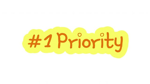 Number one priority doodle sticker animation. Top goal. First task importance. Digital everyday planner. Hand drawn color icon in stop motion. Animated journal element on transparent background