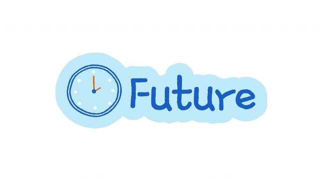 Future doodle sticker animation. Upcoming event. Long-term task. Agenda schedule. Digital everyday planner. Hand drawn color icon in stop motion. Animated journal element on transparent background