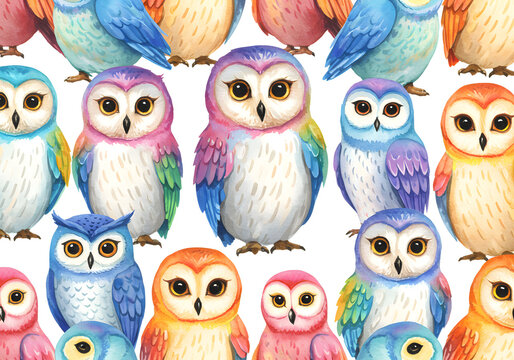 Multicolored owl pattern