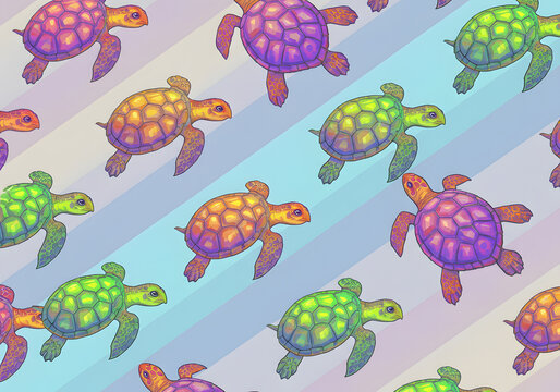 Multicolored turtle pattern background