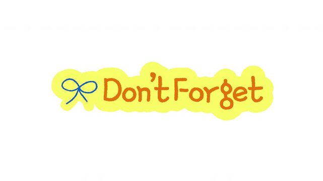 Dont forget doodle sticker animation. Important reminder. Remember string bow. Digital everyday planner. Hand drawn color icon in stop motion. Animated journal element on transparent background
