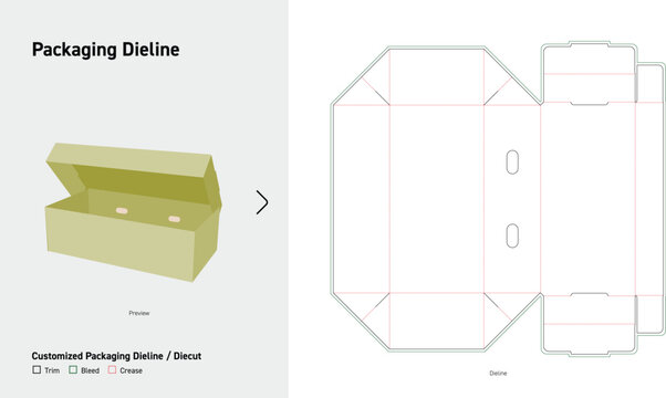 Gable Handle Box Packaging Dieline Takeaway Carry Carton Die Cut Template