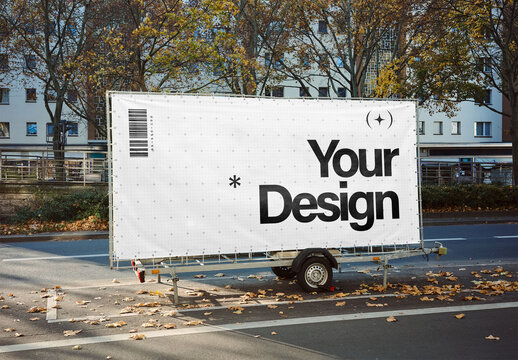 Mockup Of Customizable Horizontal Mobile Billboard
