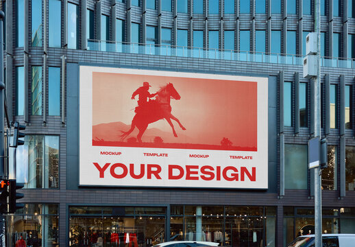 Mockup Of Horizontal Customizable Billboard In City