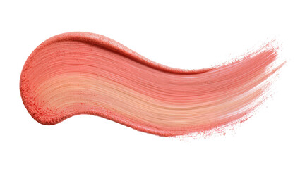 Fototapeta premium Coral pink makeup smear with fine glitter particles, isolated on transparent background