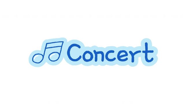 Concert doodle sticker animation. Musical note performance. Live music event. Digital everyday planner. Hand drawn color icon in stop motion. Animated journal element on transparent background