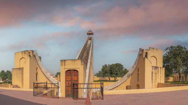 Laghu Samrat Yantra Sundial at Jantar Mantar Jaipur with Copy Space