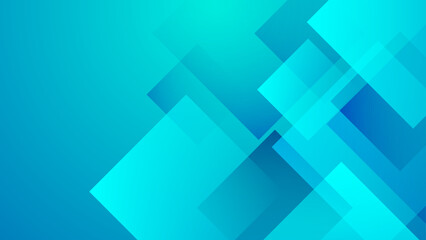 Fototapeta premium Clean and professional cyan background featuring overlapping semi-transparent geometric square shapes