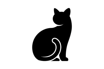 Black cat silhouette sitting profile view © Awais