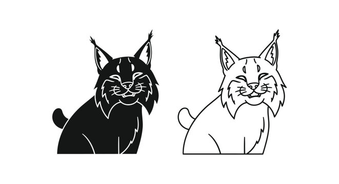 Cute Lynx Cat Art Designs - Sketch Style Vector