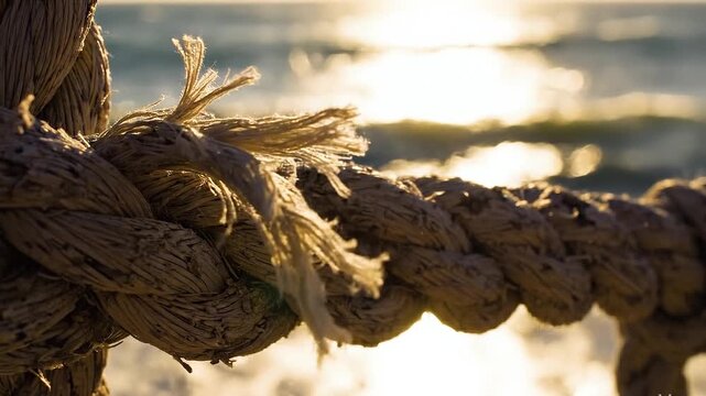 Rope fibers moving banner with natural texture and clean minimal material background
