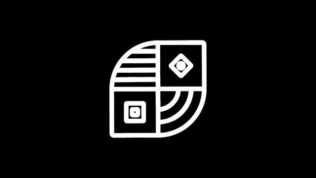 Abstract geometric logo design with four distinct quadrants on a black background