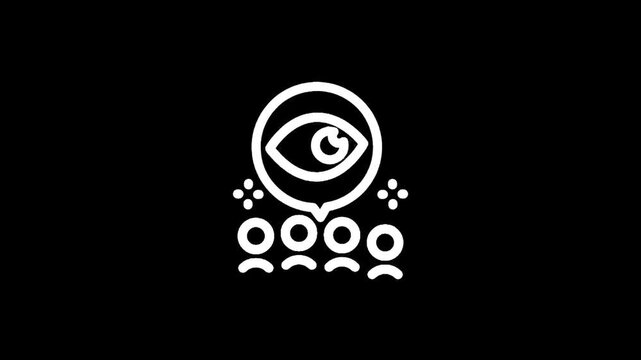 Abstract icon representing a group of people observing an eye within a thought bubble