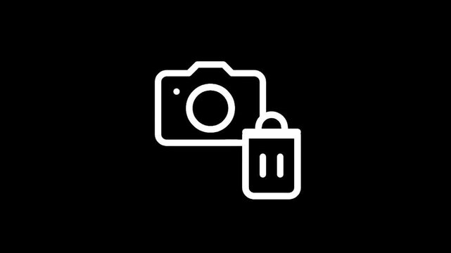 Camera icon next to a trash can icon, representing deleting photos or media