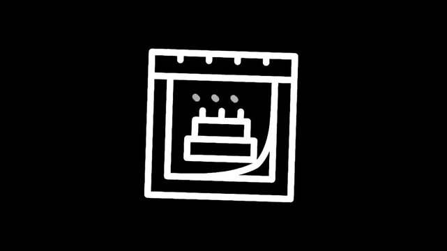 Hand-drawn calendar icon with a tiered birthday cake and candles inside