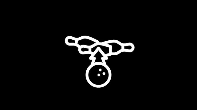 Bowling ball and pins icon with an arrow indicating forward motion and success