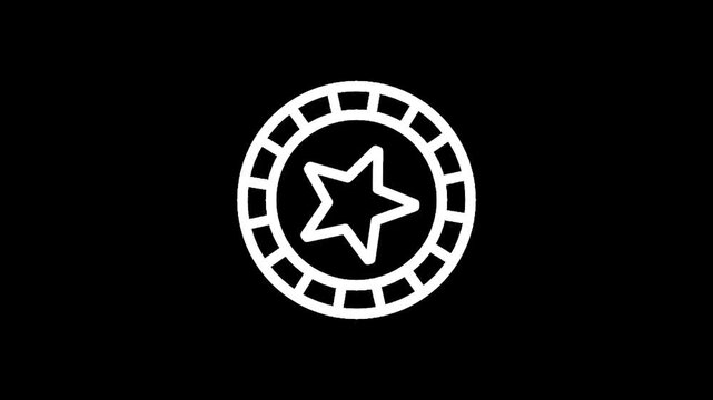 Simple white star icon inside a circular badge with segmented border on black background