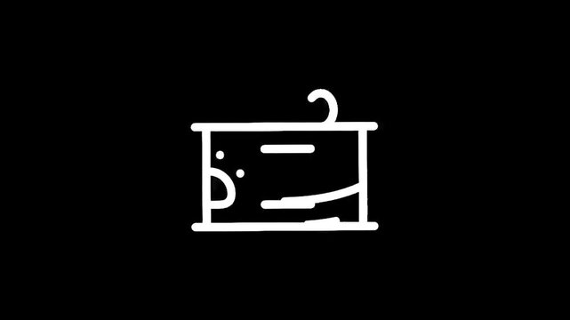 Simple white outline of an open tin can with contents on a black background