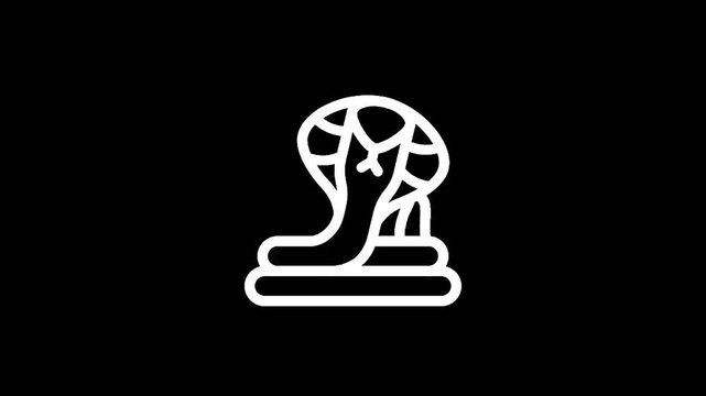 Stylized white cobra snake icon on a black background, minimalist design