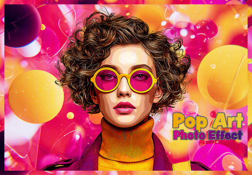 Colorful Pop Art Bubbles Photo Effect Mockup