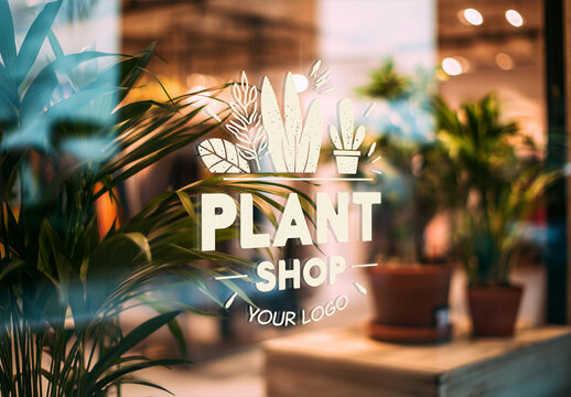 Close-up on Glass Window Signage Logo Mockup