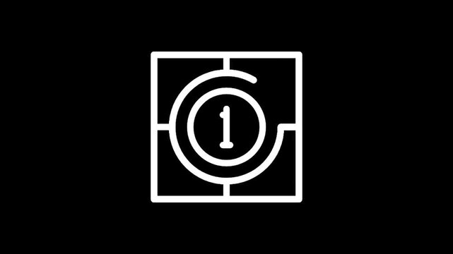 Simple white outline of number three inside a square frame on black background