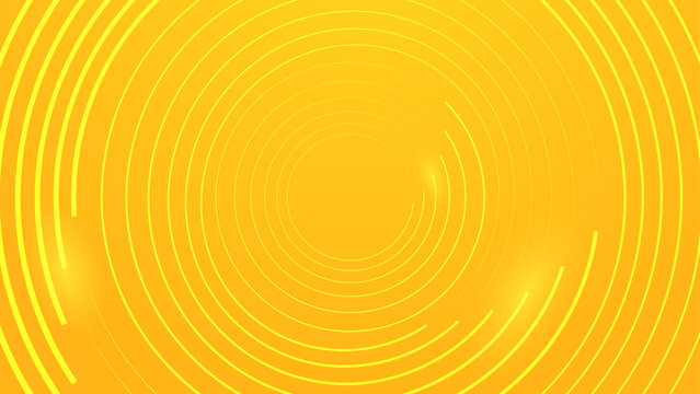 Vibrant yellow and gold background featuring concentric circles and motion lines creating a radiant sunburst energy effect