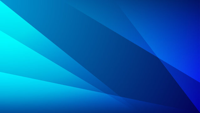 Deep blue and cyan abstract background featuring sharp overlapping geometric shapes and light