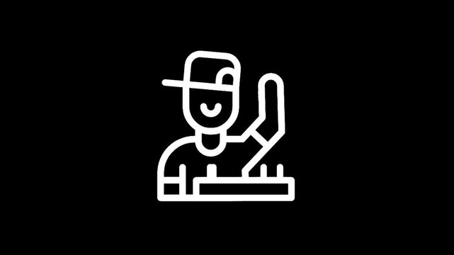 DJ playing music with headphones and musical notes, modern icon style